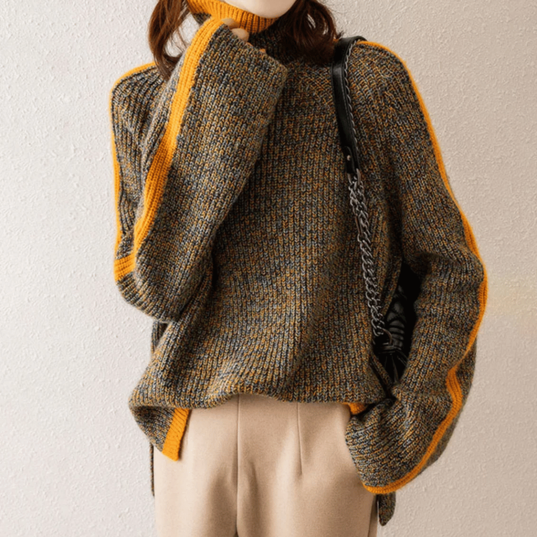 Melange-Strick-Rollkragenpullover