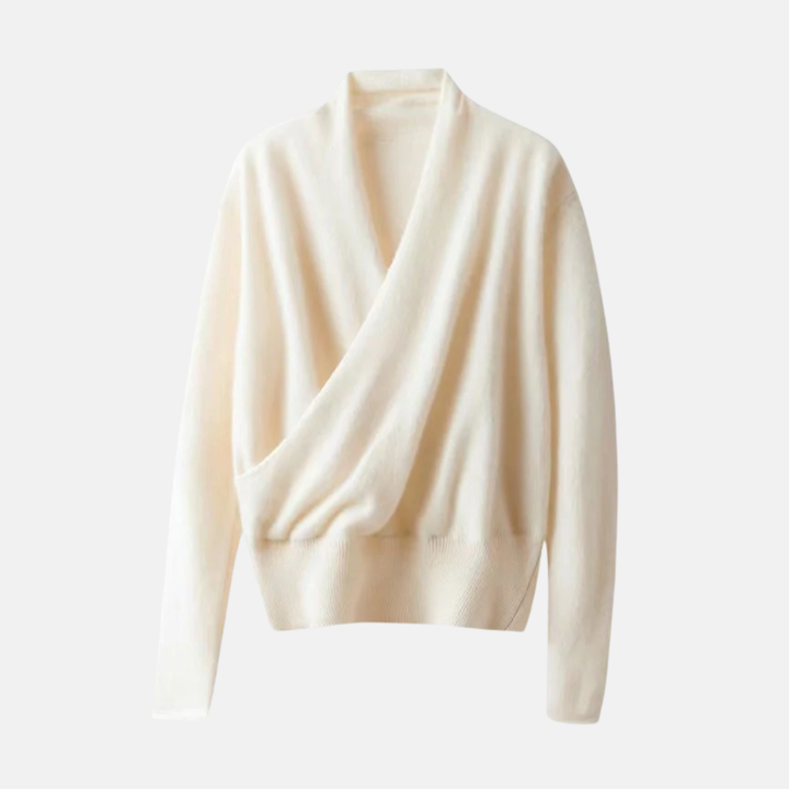 Drune | Wickelpullover - Bequemer Schnitt - Weiches Strickmaterial - Gerippter Bund - Langarm V-Ausschnitt