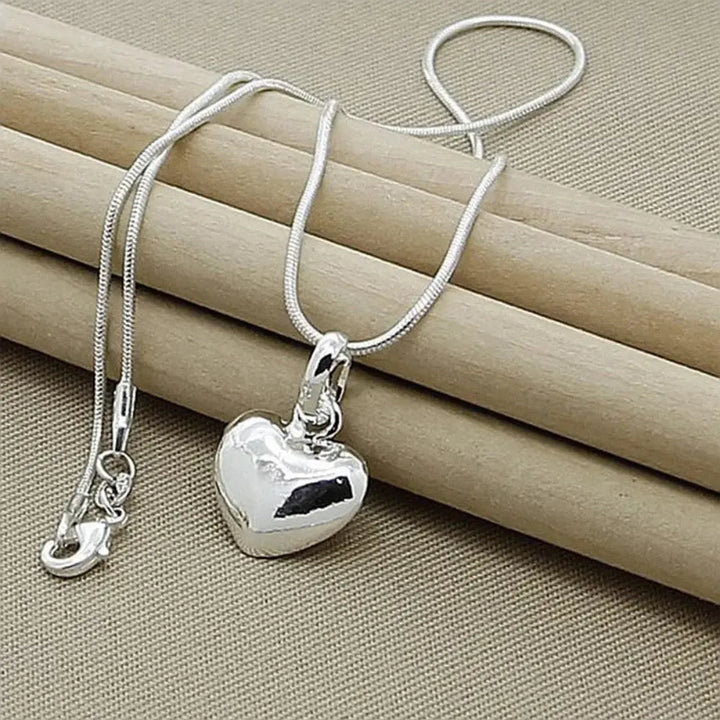 Drune | Sterling Silber Massiv Herz Kette Schlangenkette Für Damen