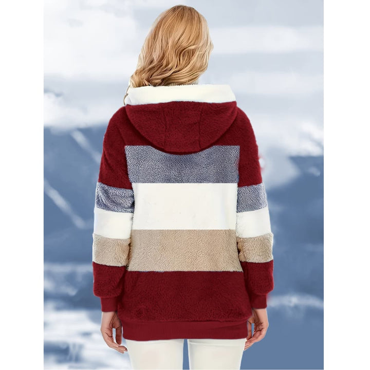 Drune | Damen Casual Faux Fur Jacke mit Reißverschlusstaschen Kapuze Herbst Winter