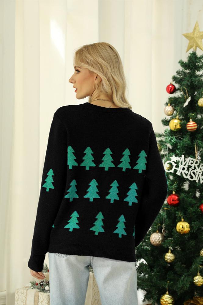 Drune | Funkelnder Pailletten Weihnachtbaum Strickpullover
