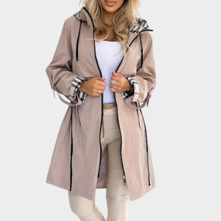 Drune | Lange Jacke mit Reißverschluss und Kapuze