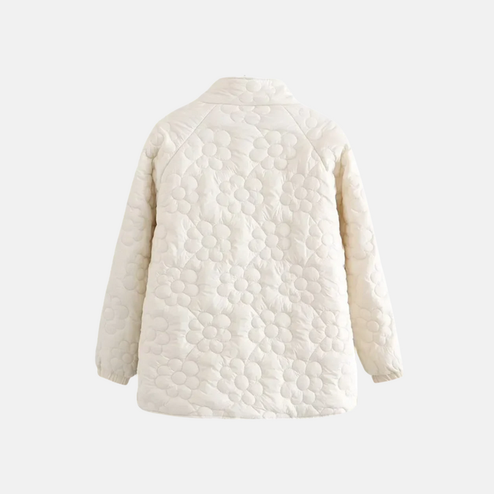 Drune | Steppjacke Lockere Passform Florale Stickerei Druckknopfverschluss Stehkragen