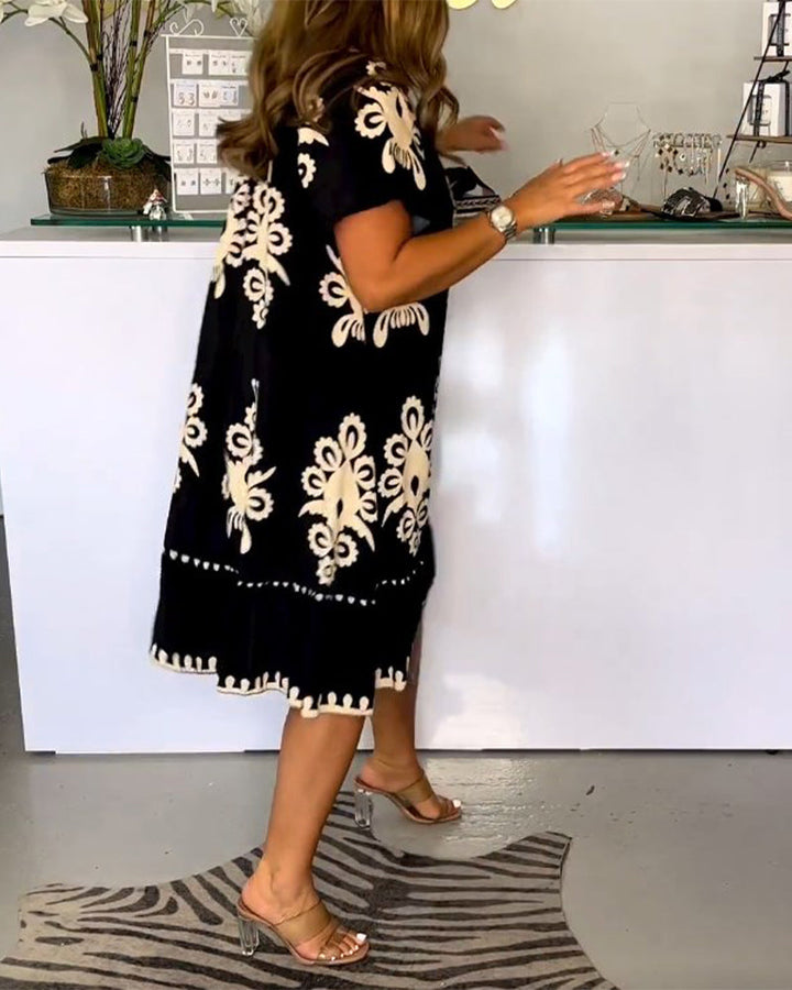 Drune | Bedrucktes Kleid mit Rundem Hals