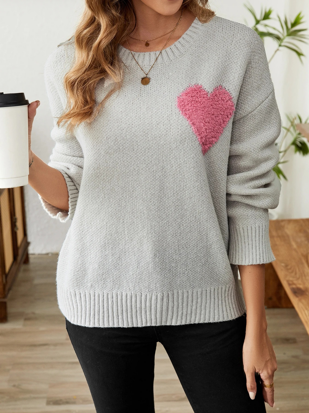 Drune | Sweater - Gemütlicher Herz-Design Strickpullover