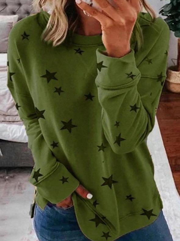 Drune | Warmer Stern Druck Rundhals Pullover Ideal für den Winter