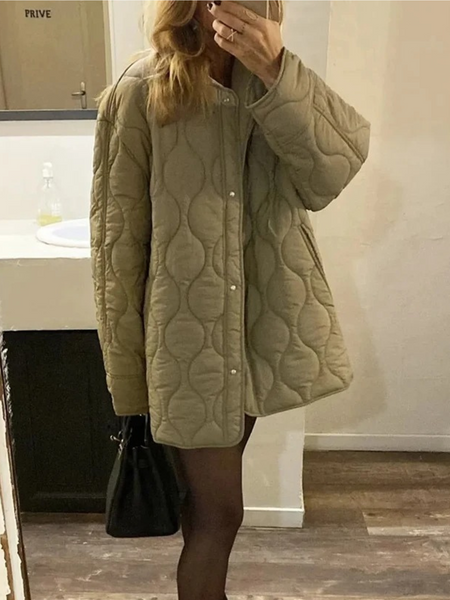 Drune | Elegante Langarm-Steppjacke mit Ein-Knopf-Verschluss Ideal für Herbst/Winter