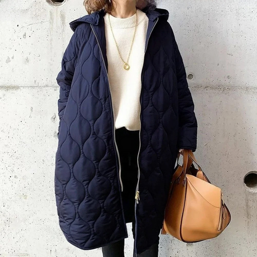 Drune | Stylische gepolsterte Jacke mit Kapuze und langem unifarbenem Design ideal für Herbst/Winter