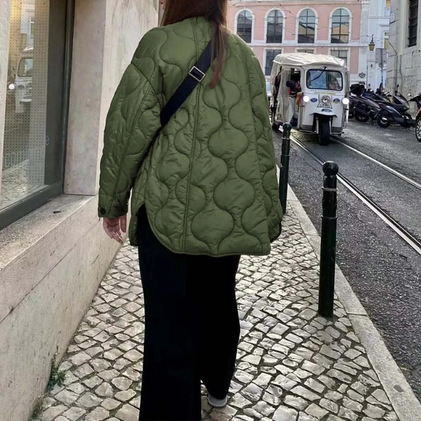 Drune | Lässige Rundhals-Steppjacke mit Karomuster und großen Taschen Ideal für Herbst/Winter