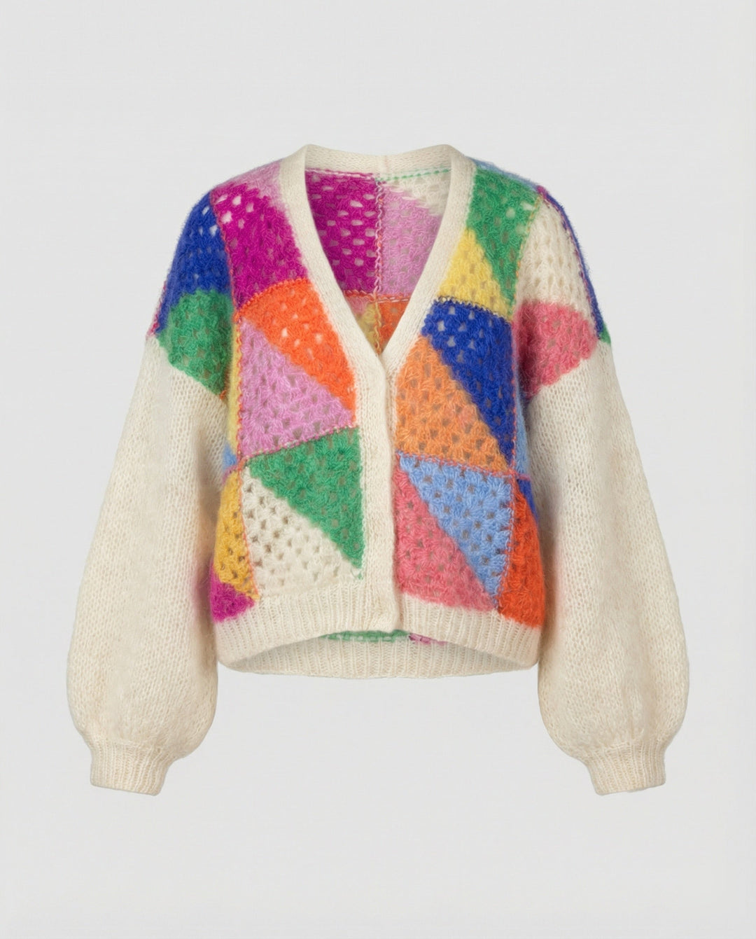 Drune | Bunte Patchwork Strickjacke Für Damen