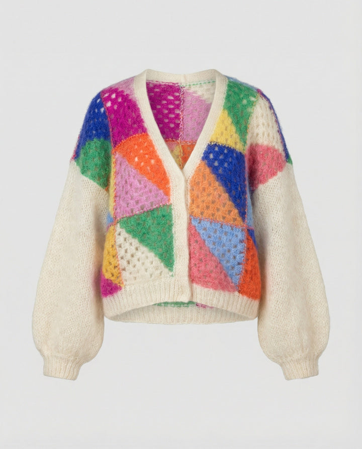 Drune | Bunte Patchwork Strickjacke Für Damen