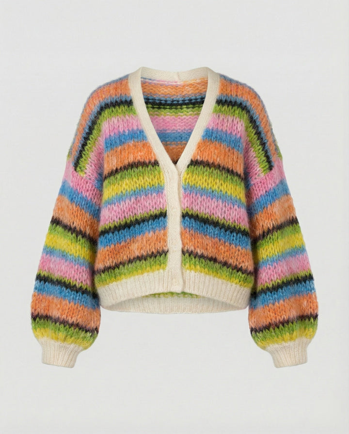 Drune | Bunte Patchwork Strickjacke Für Damen