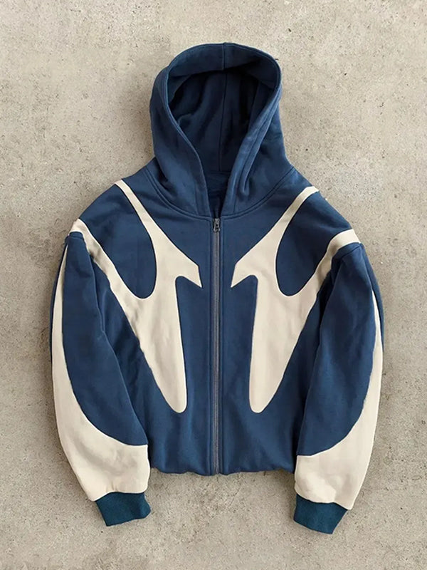 Drune | Y2k Kontrastfarbe Übergroße Hoodie mit langen Ärmeln für Herren