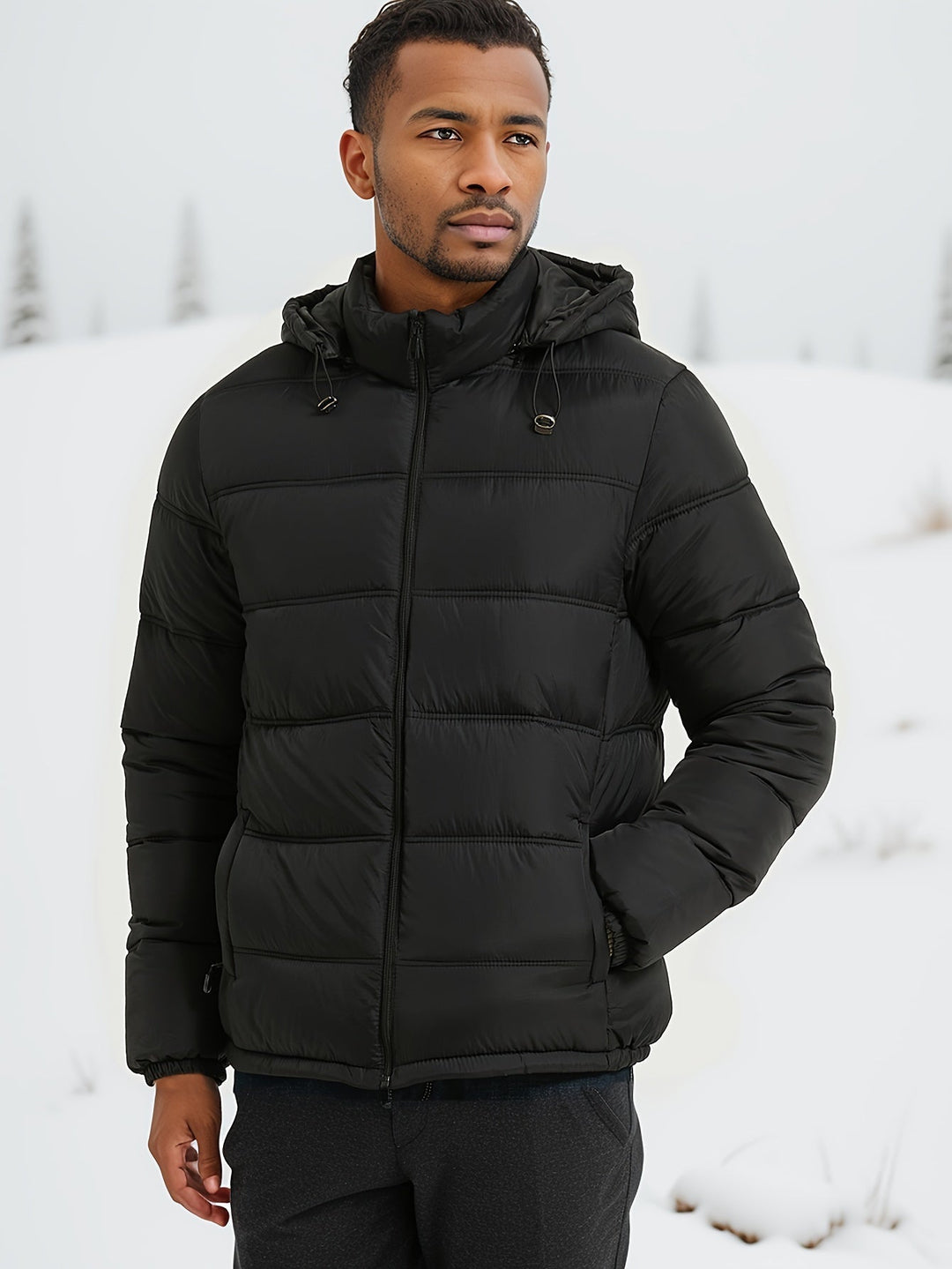 Drune |  Glatte Einfarbige Puffer-Winterjacke Für Herren - Perfekt Für Outdoor-Aktivitäten