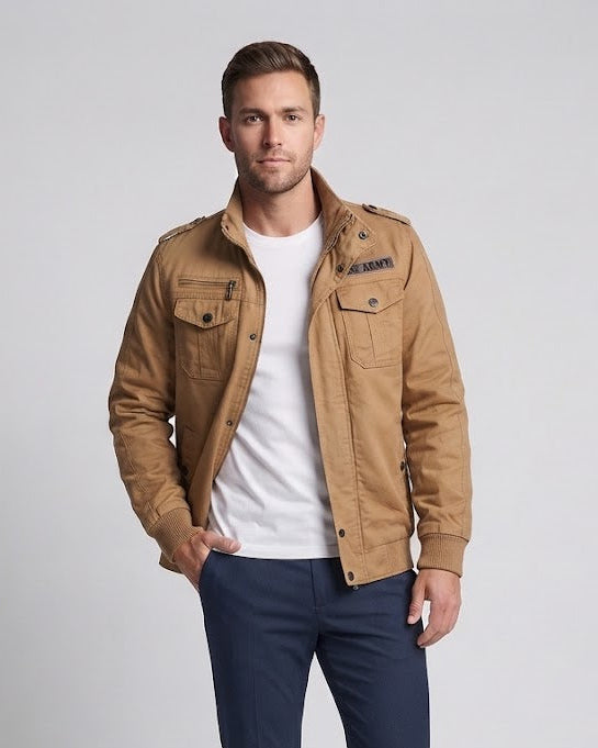 Herren Utility-Canvas-Fieldblouson mit isolierender Thermofütterung und Schulterepauletten Drune