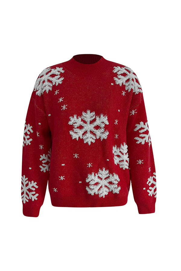 Drune | Rollkragen Weihnachtsdruck Strickpullover