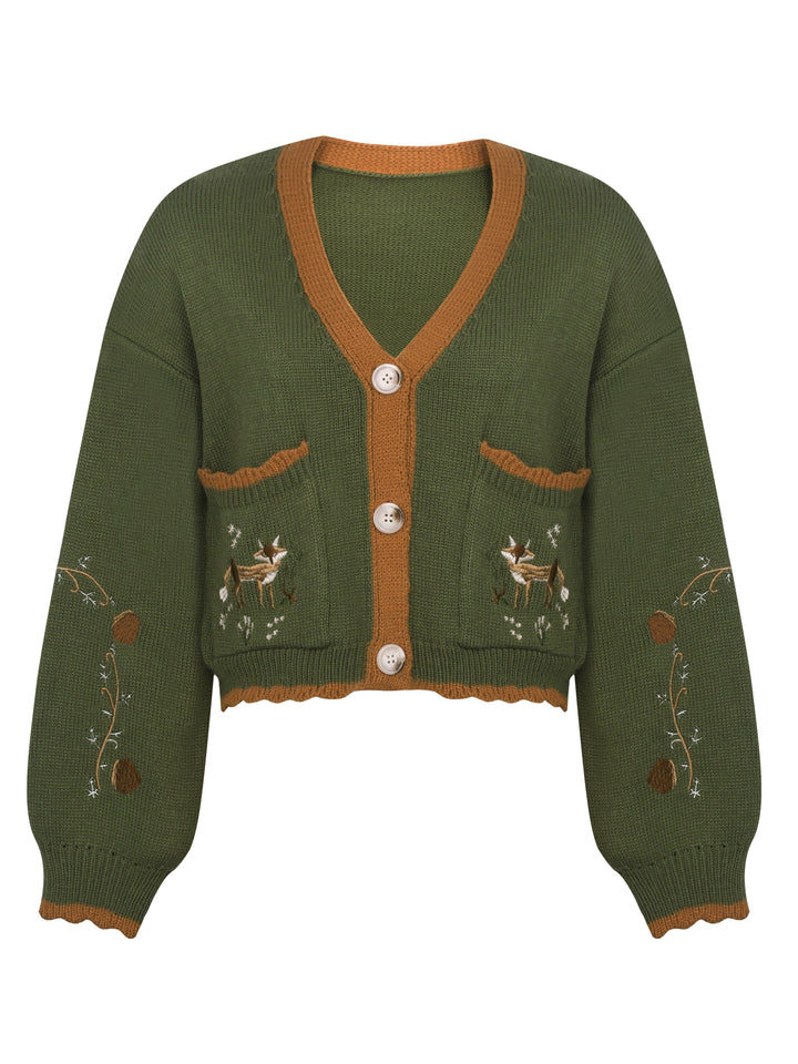 Drune | warmer bestickter Wolle Strickcardigan für Damen - Perfekt für den Alltag