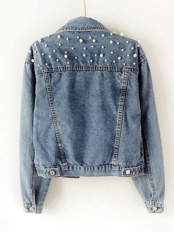 Drune | Casual Jeansjacke mit Perlen für Damen
