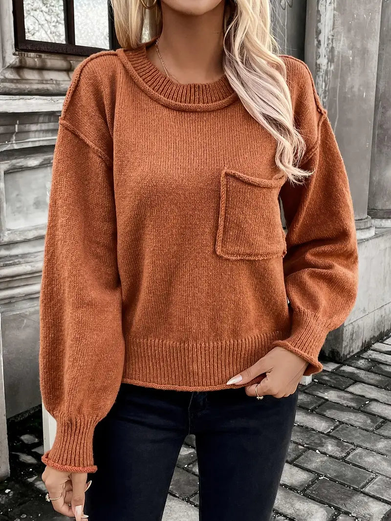 Drune | Rundhals Pullover mit Schultertaschen