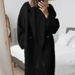 Drune | Damen Notch Revers Lange Winterjacke Einreihiger Knopfverschluss