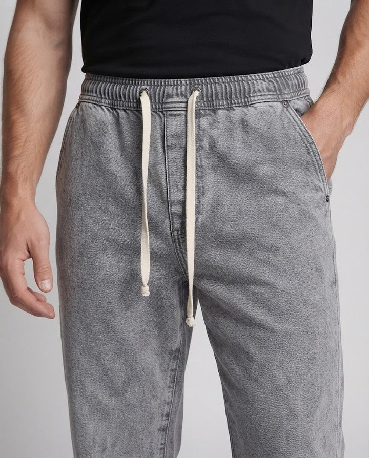 Herren weite Baggy-Jeans mit Kordelzug und tiefem Schritt Drune