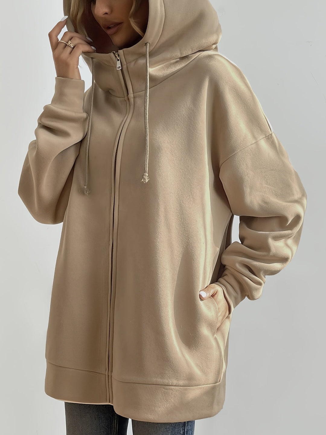 Drune | Comfort - Extrem bequemer langer Zip-Up-Plüsch-Hoodie mit Kapuze für Damen