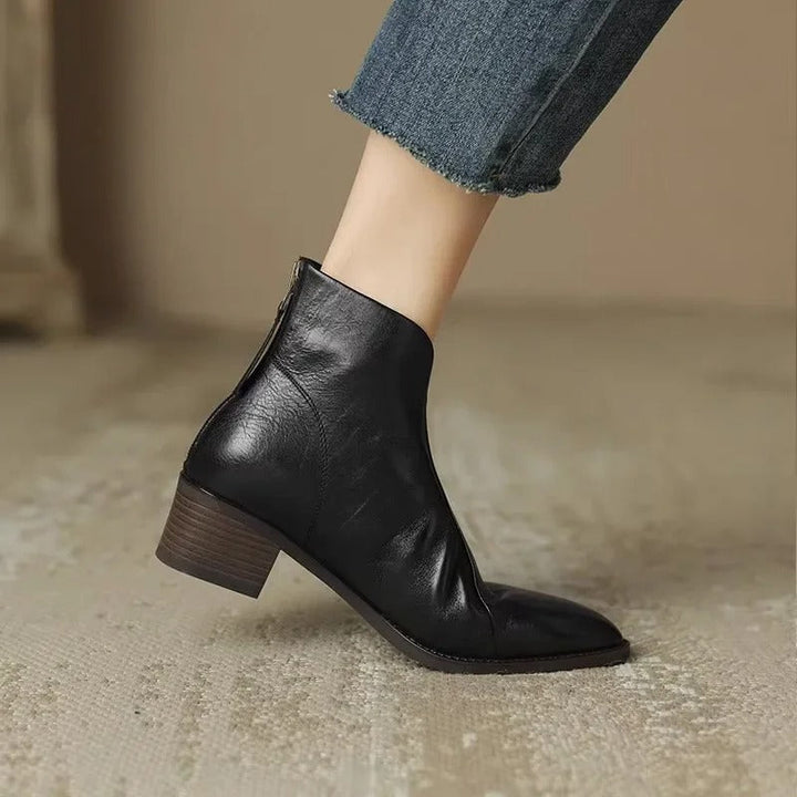 Drune | Stiefeletten Echtes Leder Spitzenzehen Mid Blockabsatz Elegante Passform