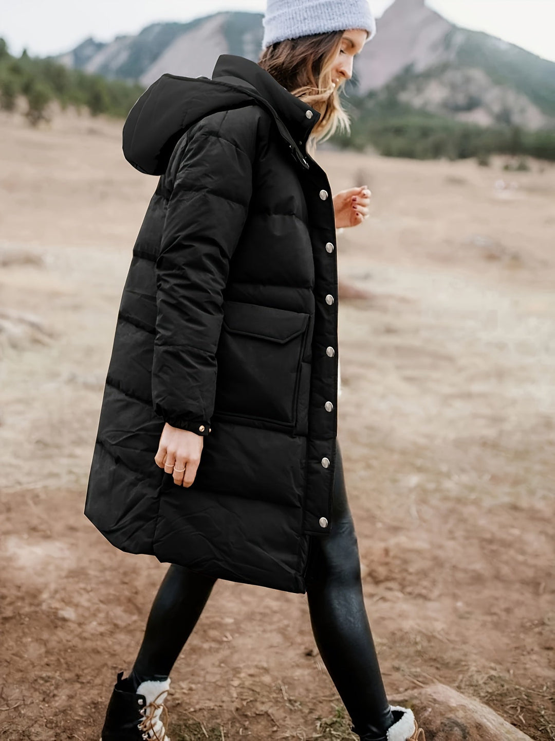 Drune | Stylischer Puffer Schwarzer Wintermantel mit Kapuze und Polsterung Ideal für Herbst/Winter