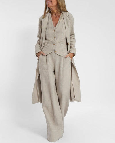 Drune | Damen Elegantes 2-teiliges Leinenset