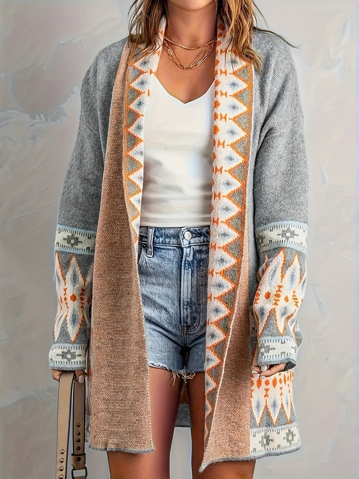 Drune | Geo Muster Wolle Strickjacke Für Damen - Perfekt für lässige Tage