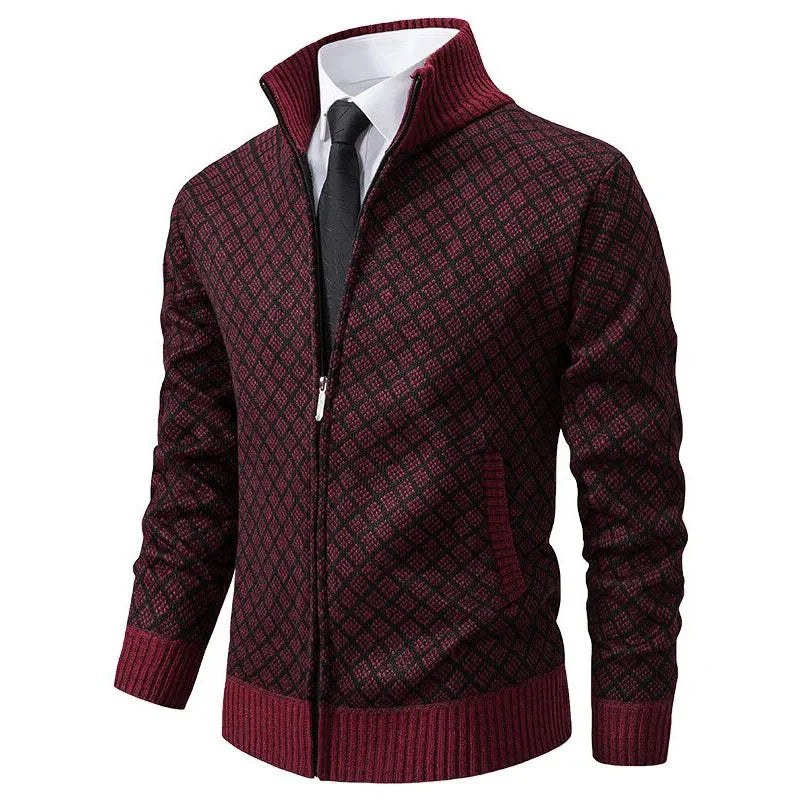Drune | Herren Frühlingsjacke mit Reißverschluss und geometrischem Muster