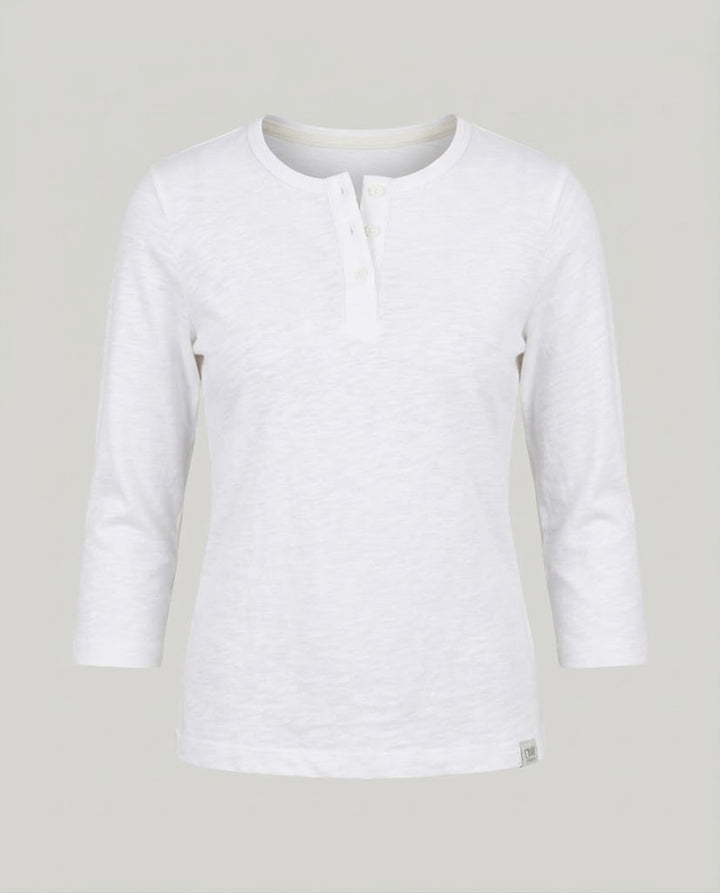 Damen Geripptes Henley-Cropped-Shirt mit Dreiviertelärmeln Drune
