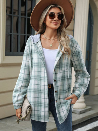 Drune | Damen Kapuzenjacke mit Kordel und Kariertem Muster