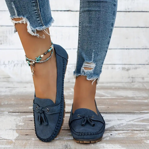 Drune | Klassische Wildleder Loafer Mit Quastendetail Für Damen