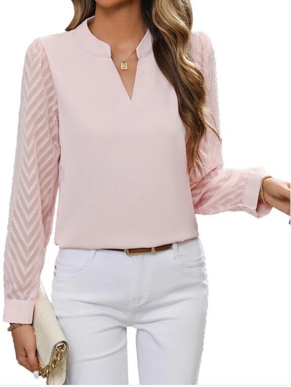 Drune | Elegantes Chiffon Top Mit V-ausschnitt