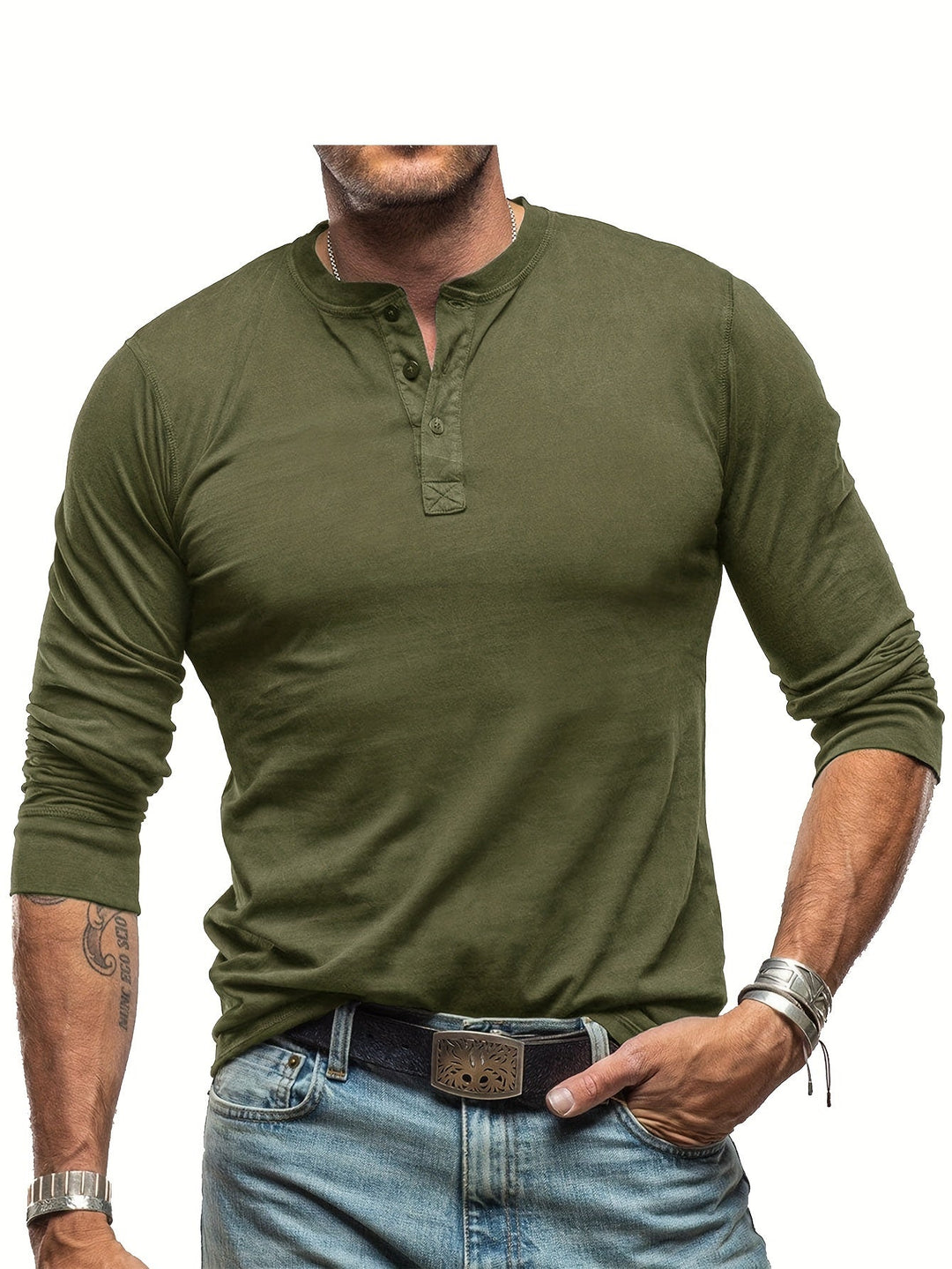 Drune | Langarm Henley Hemd im Vintage Stil für Herren