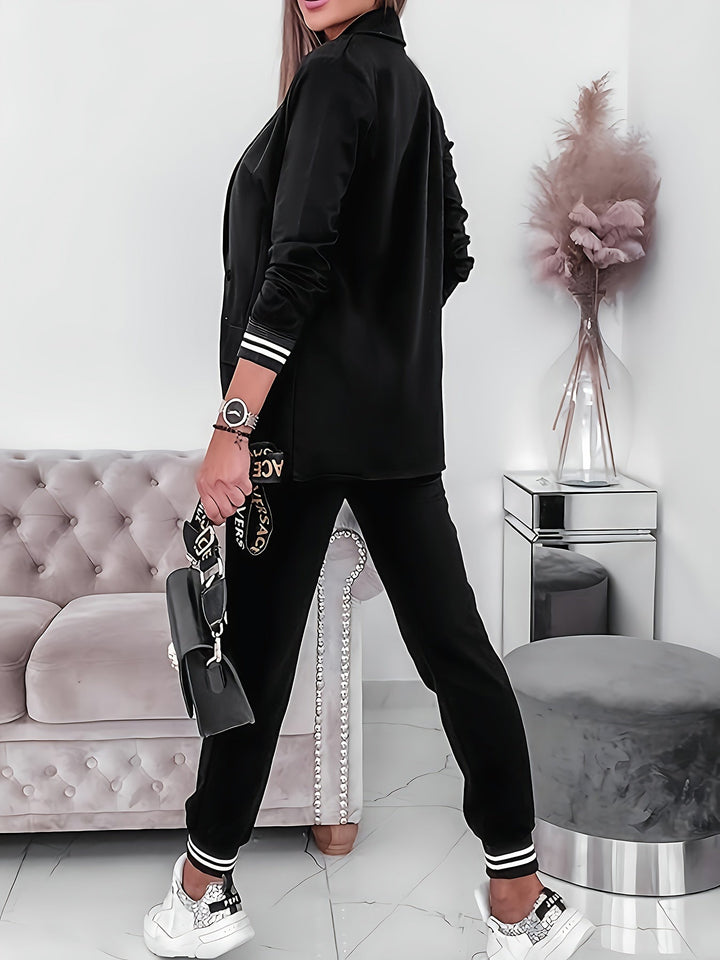 Drune | Langarm Blazer Mit Klapptaschen & Hosen Outfit Set Für Damen - Perfekt für Freizeittage