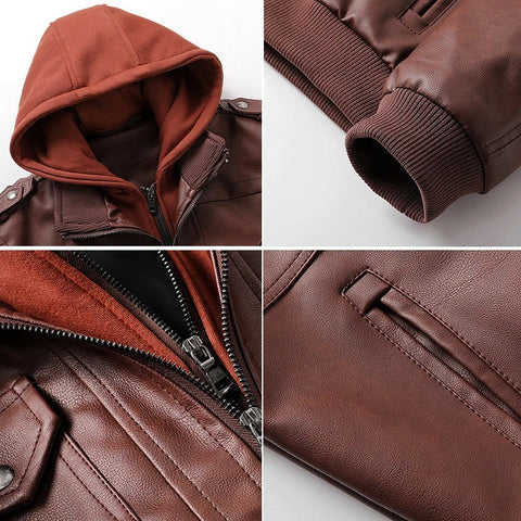 Drune |  Lederjacke mit Kapuze für Herren - Perfekt für Outdoor-Aktivitäten