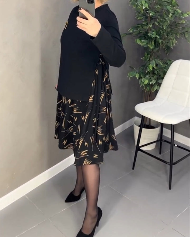 Drune | Printkleid mit Lockerem Schnitt und Rundhalsausschnitt