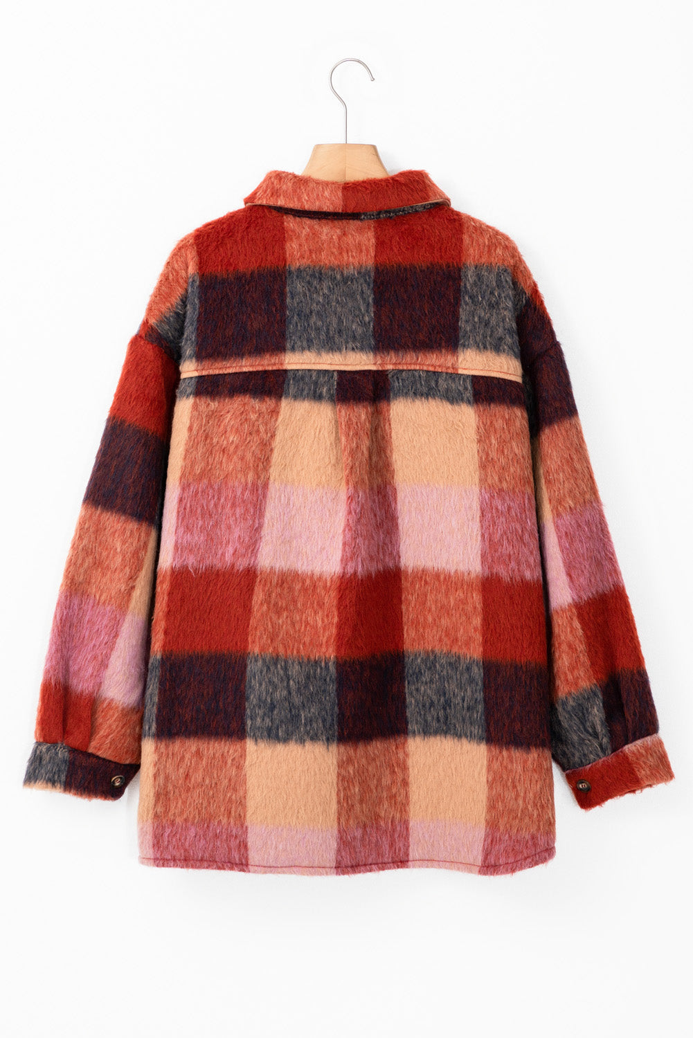 Drune | Geräumige Karierte Orange Freizeitjacke mit Pattentaschen und Knöpfen