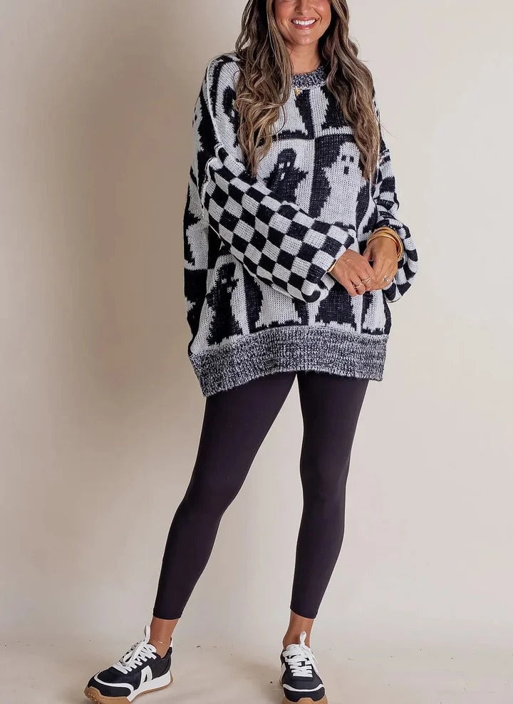 Drune | Halloween Checkered Knit Sweater