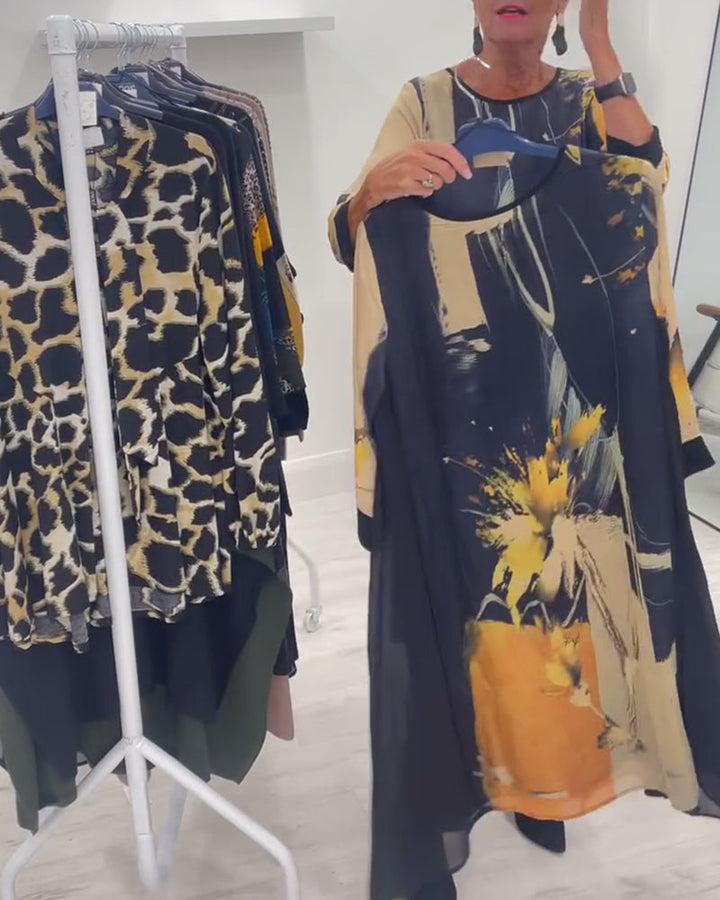 Drune | Rundhals Ausschnitt und Retro Print