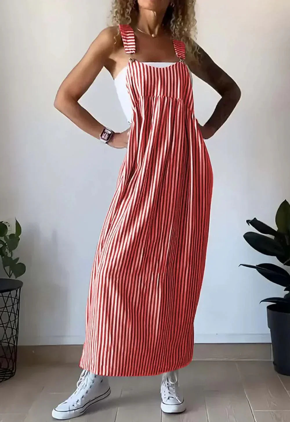 Drune | Leichte Latzkleid mit Streifen