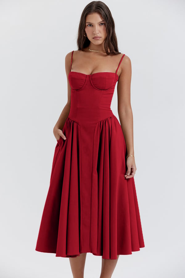 Drune | Midikleid In Korsettform
