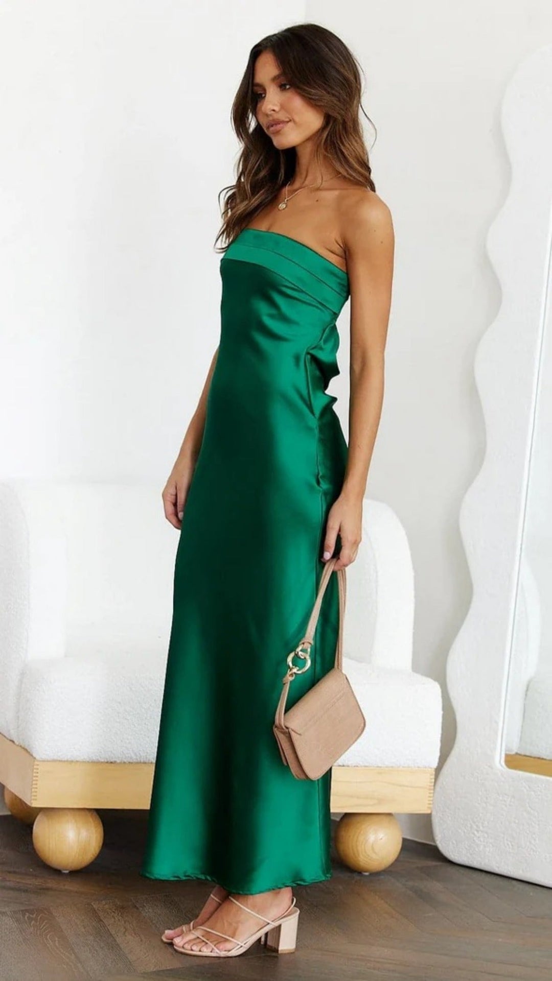 Drune | Satin hohles rückenfreies Schlauchtop-Kleid