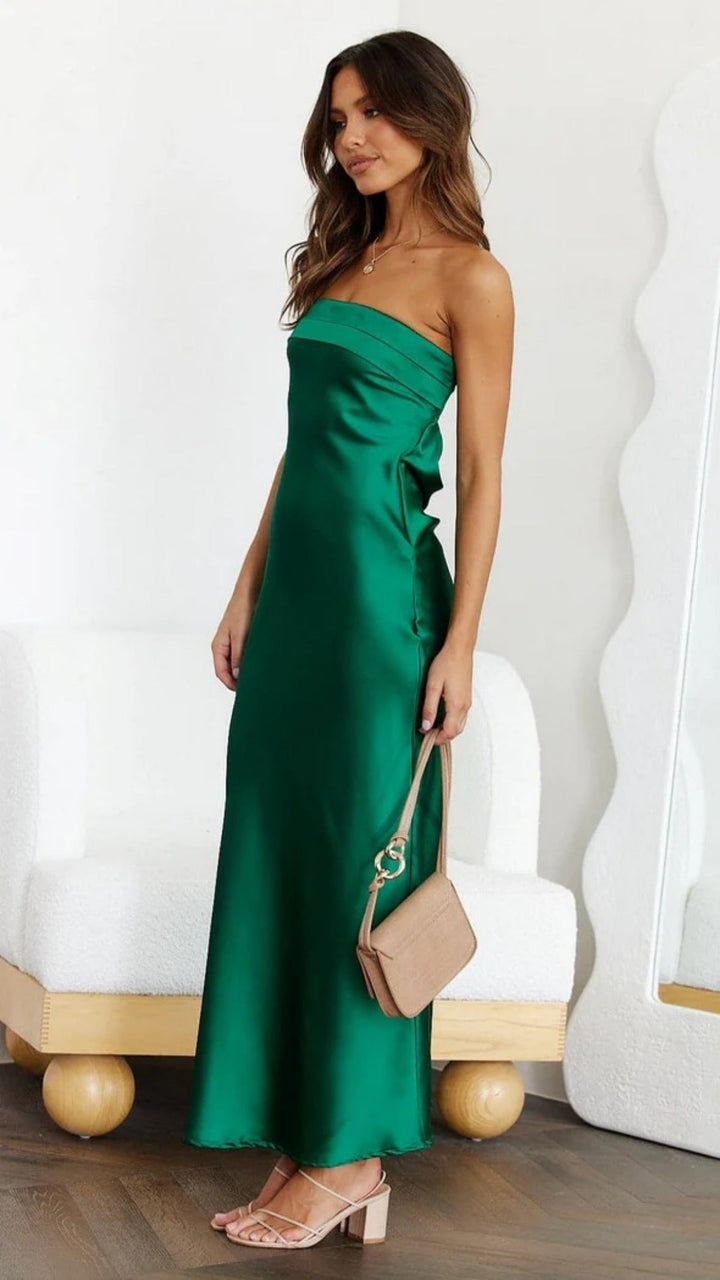 Drune | Satin hohles rückenfreies Schlauchtop-Kleid