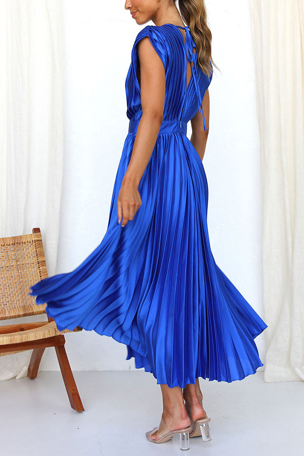 Drune | Hallo Schöne Satin Plissee Midi Kleid