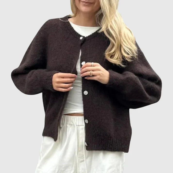 Drune | Damen Cardigan mit Rundhalsausschnitt und Knopfverschluss