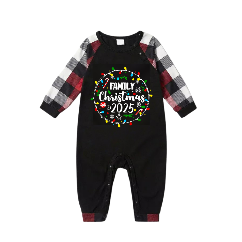 Drune | "Familienweihnachten 2025" Muster Ⅱ- Rot&Schwarz&Weiß Kariert Passende Pyjamas