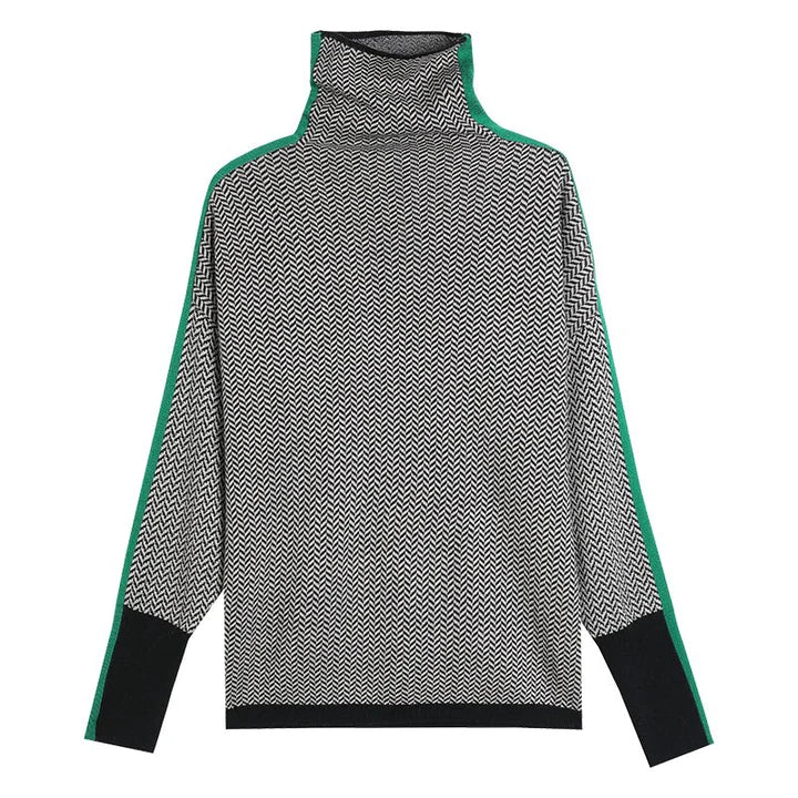 Drune Geometrisch gestrickter Rollkragenpullover